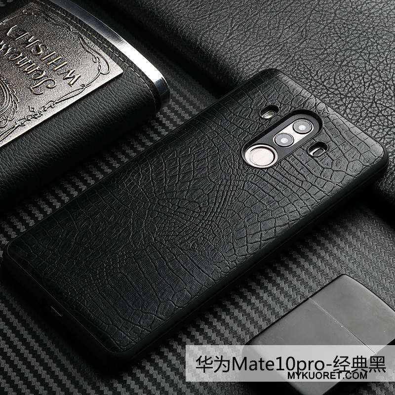 Kuori Huawei Mate 10 Pro Laukut Puhelimen Kuoret Murtumaton, Kotelo Huawei Mate 10 Pro Nahka Musta Krokotiili