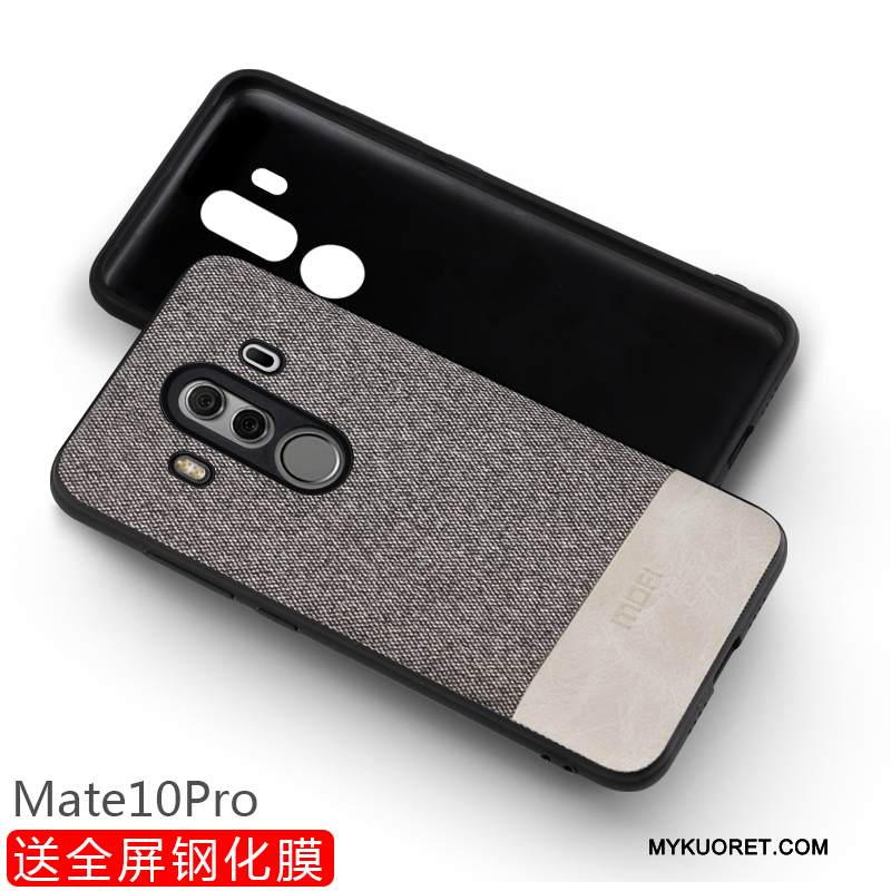 Kuori Huawei Mate 10 Pro Laukut Puhelimen Kuoret Musta, Kotelo Huawei Mate 10 Pro Suojaus Pesty Suede Murtumaton
