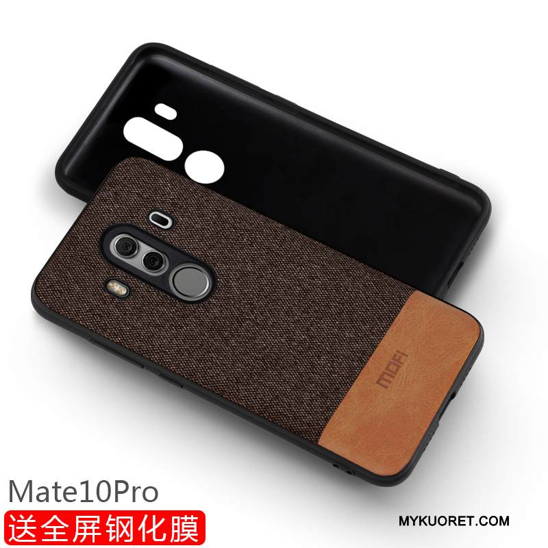 Kuori Huawei Mate 10 Pro Laukut Puhelimen Kuoret Musta, Kotelo Huawei Mate 10 Pro Suojaus Pesty Suede Murtumaton