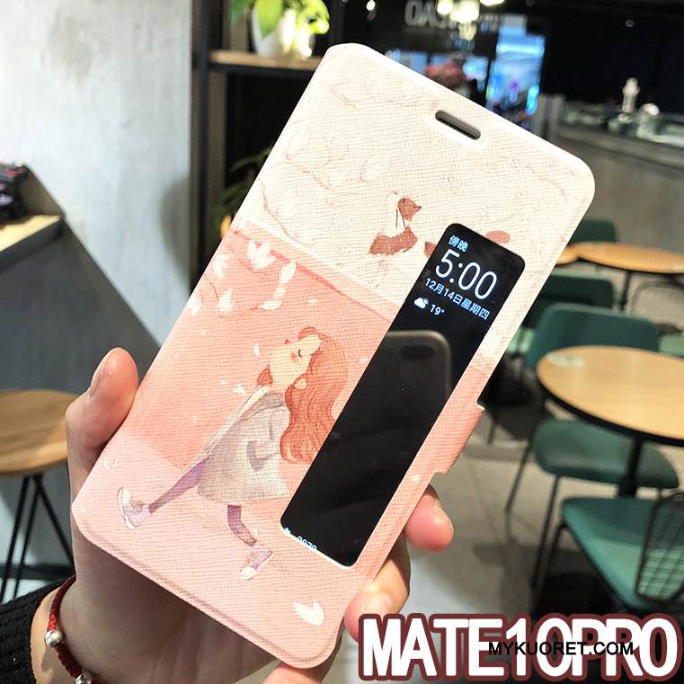 Kuori Huawei Mate 10 Pro Nahka Trendi Valkoinen, Kotelo Huawei Mate 10 Pro Luova Horrostila Lisävarusteet