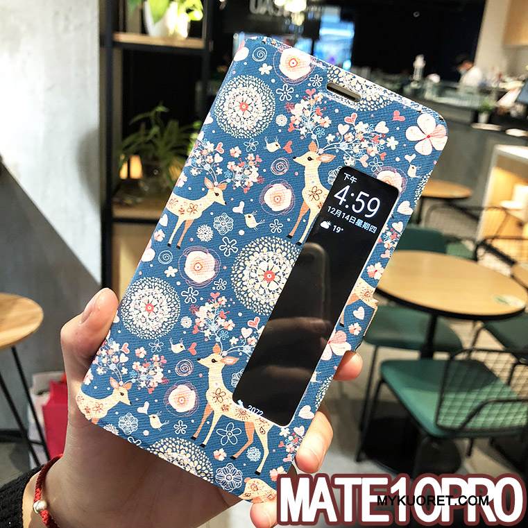 Kuori Huawei Mate 10 Pro Nahka Trendi Valkoinen, Kotelo Huawei Mate 10 Pro Luova Horrostila Lisävarusteet