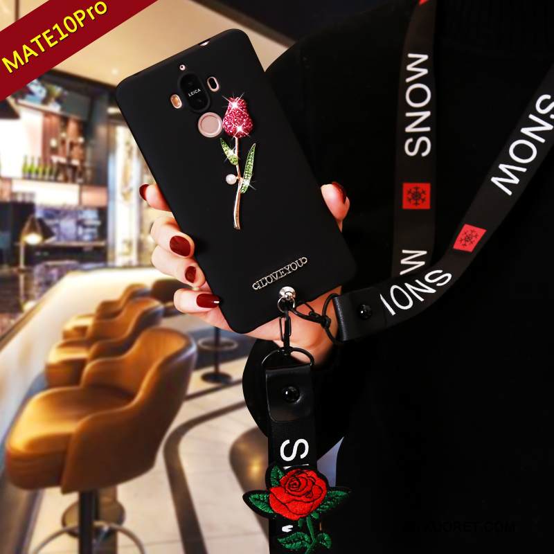 Kuori Huawei Mate 10 Pro Pehmeä Neste Pinkki Punainen, Kotelo Huawei Mate 10 Pro Silikoni Ripustettavat Koristeet Murtumaton