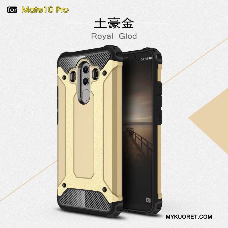 Kuori Huawei Mate 10 Pro Silikoni Puhelimen Kuoret Murtumaton, Kotelo Huawei Mate 10 Pro Metalli Kolme Puolustusta Sininen