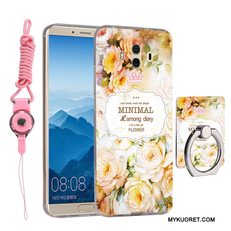 Kuori Huawei Mate 10 Silikoni Rengas Ripustettavat Koristeet, Kotelo Huawei Mate 10 Pehmeä Neste Keltainen Murtumaton