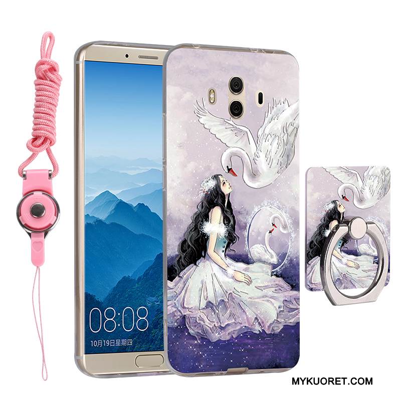 Kuori Huawei Mate 10 Silikoni Rengas Ripustettavat Koristeet, Kotelo Huawei Mate 10 Pehmeä Neste Keltainen Murtumaton