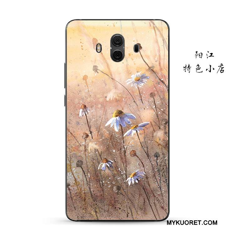 Kuori Huawei Mate 10 Suojaus Kukka Murtumaton, Kotelo Huawei Mate 10 Kohokuviointi Keltainen Liiketoiminta