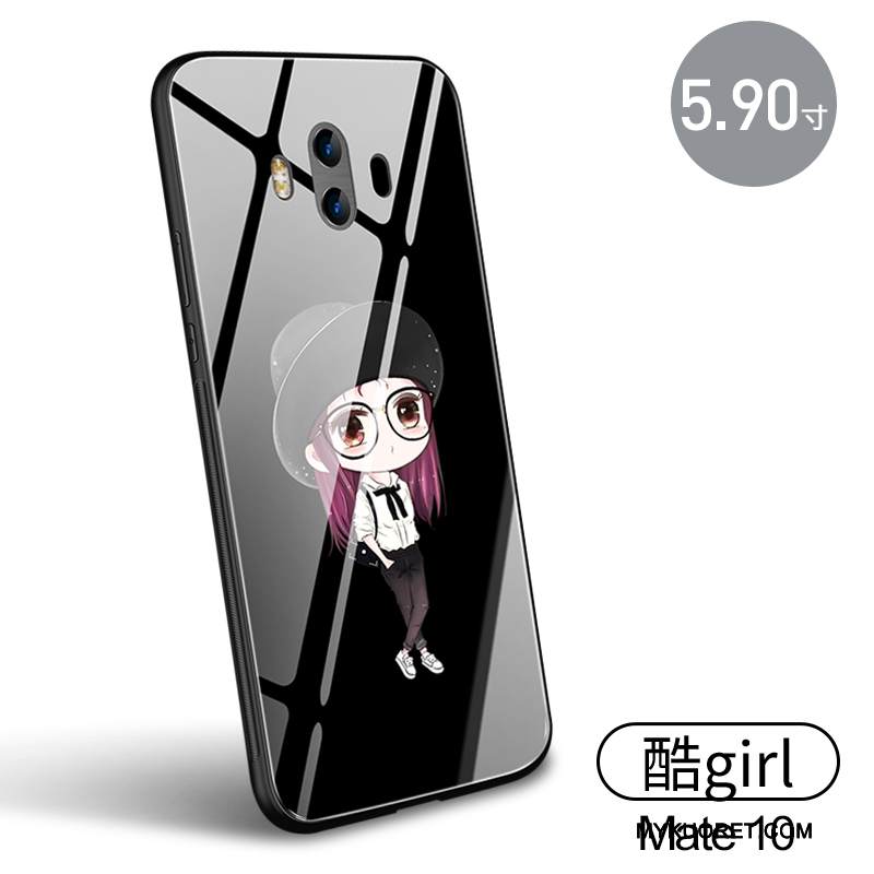 Kuori Huawei Mate 10 Suojaus Musta Puhelimen Kuoret, Kotelo Huawei Mate 10 Laukut Murtumaton Lasi