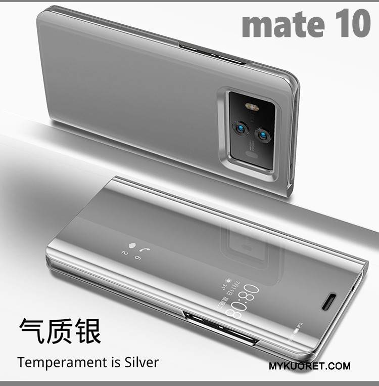 Kuori Huawei Mate 10 Tuki Peili Puhelimen Kuoret, Kotelo Huawei Mate 10 Nahka Pinnoitus Murtumaton