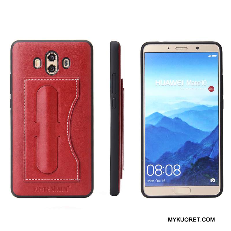 Kuori Huawei Mate 10 Tuki Puhelimen Kuoret Murtumaton, Kotelo Huawei Mate 10 Nahka Yksinkertainen Kortti