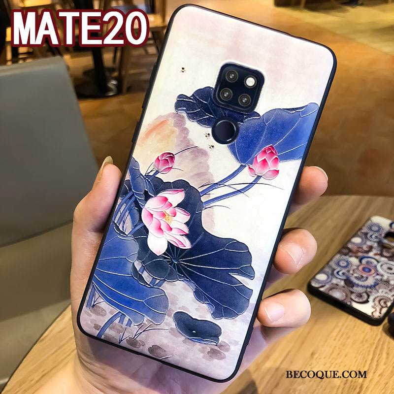 Kuori Huawei Mate 20 Kohokuviointi Sininen Murtumaton, Kotelo Huawei Mate 20 Luova Persoonallisuus Puhelimen Kuoret