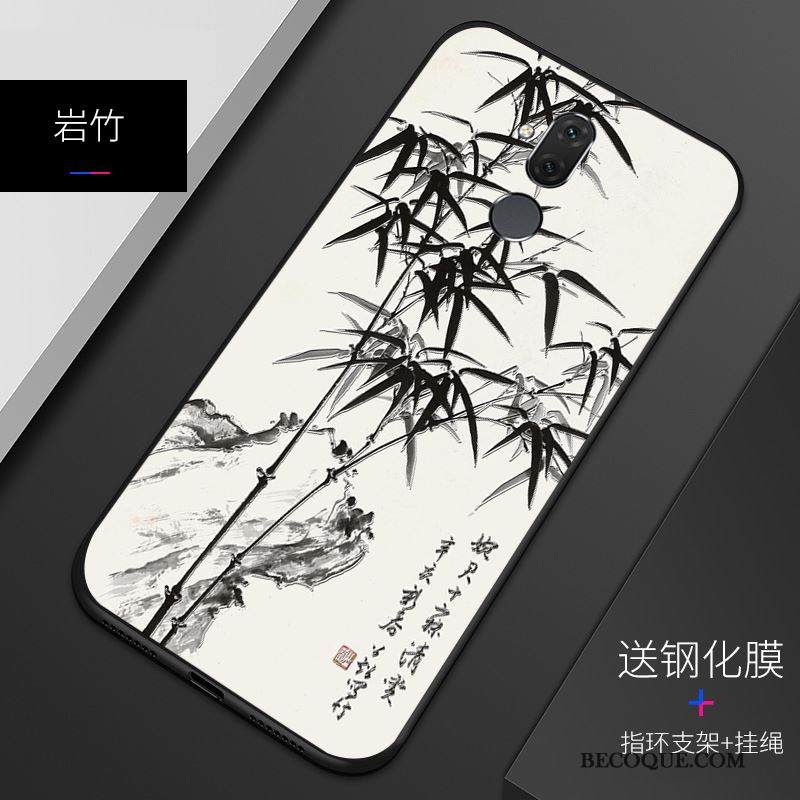 Kuori Huawei Mate 20 Lite Kohokuviointi Sininen Puhelimen Kuoret, Kotelo Huawei Mate 20 Lite Suojaus Pesty Suede Muokata