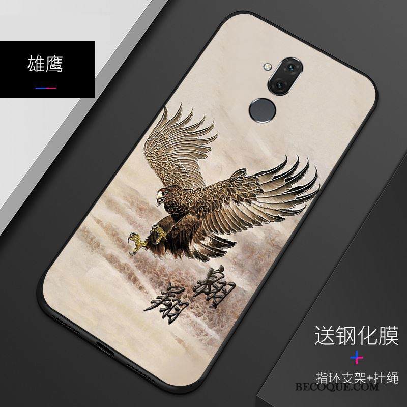 Kuori Huawei Mate 20 Lite Kohokuviointi Sininen Puhelimen Kuoret, Kotelo Huawei Mate 20 Lite Suojaus Pesty Suede Muokata