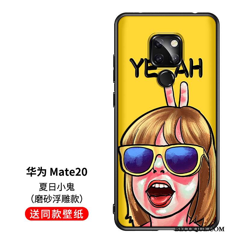 Kuori Huawei Mate 20 Silikoni Hauska Keltainen, Kotelo Huawei Mate 20 Pehmeä Neste Tide-brändi Ihana