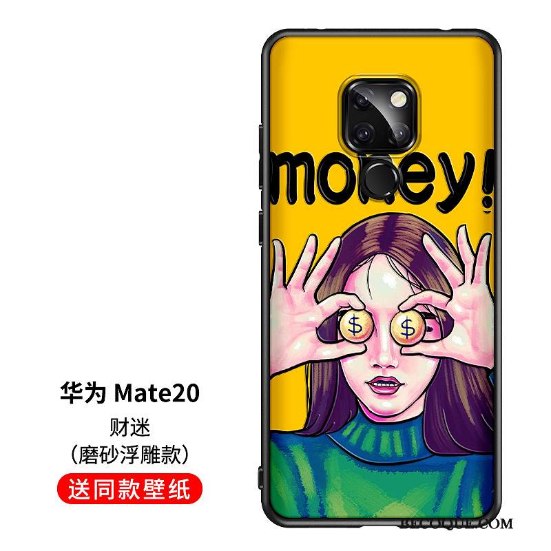 Kuori Huawei Mate 20 Silikoni Hauska Keltainen, Kotelo Huawei Mate 20 Pehmeä Neste Tide-brändi Ihana