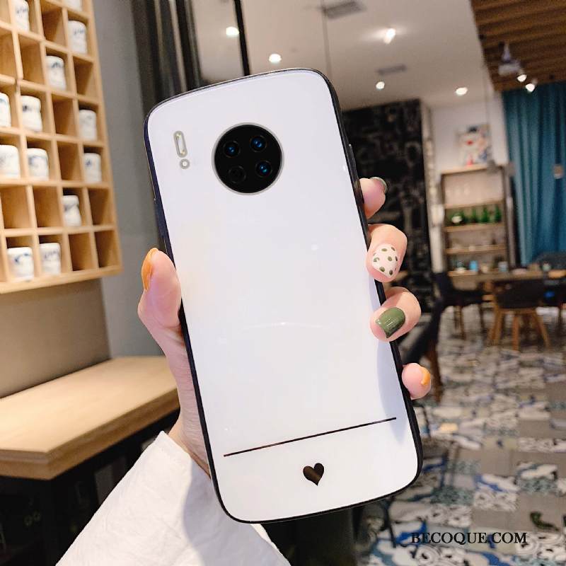Kuori Huawei Mate 30 Laukut Lasi Murtumaton, Kotelo Huawei Mate 30 Tide-brändi Valkoinen