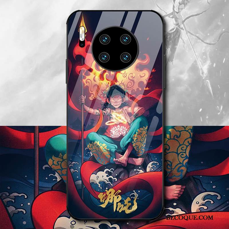 Kuori Huawei Mate 30 Laukut Net Red Lasi, Kotelo Huawei Mate 30 Silikoni Ohut Ylellisyys