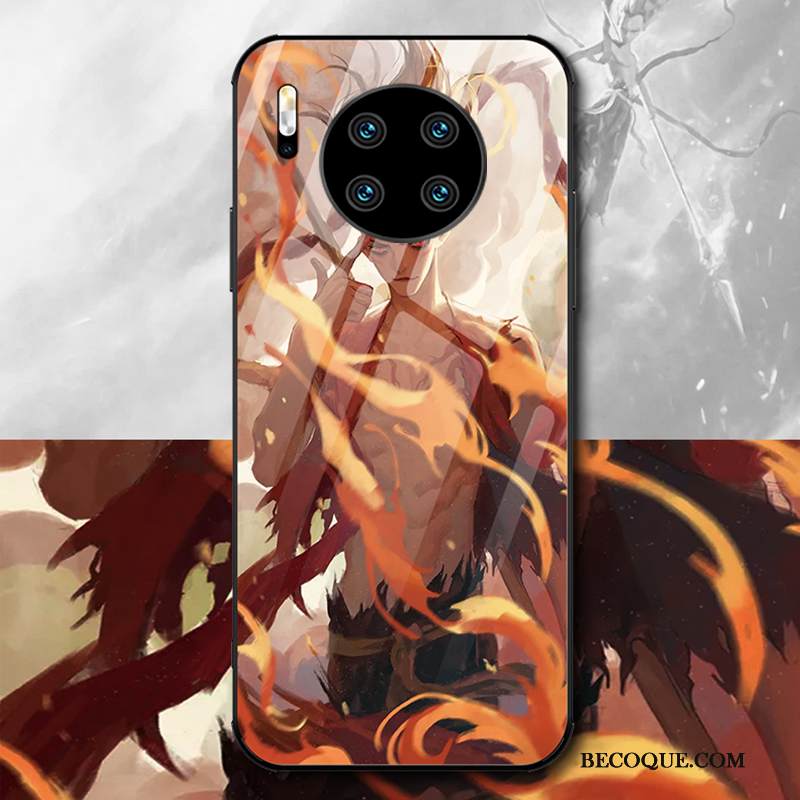 Kuori Huawei Mate 30 Laukut Net Red Lasi, Kotelo Huawei Mate 30 Silikoni Ohut Ylellisyys