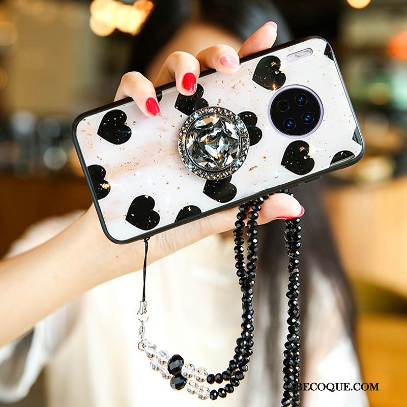 Kuori Huawei Mate 30 Pro Laukut Rakkaus Murtumaton, Kotelo Huawei Mate 30 Pro Strassi Valkoinen Ripustettavat Koristeet