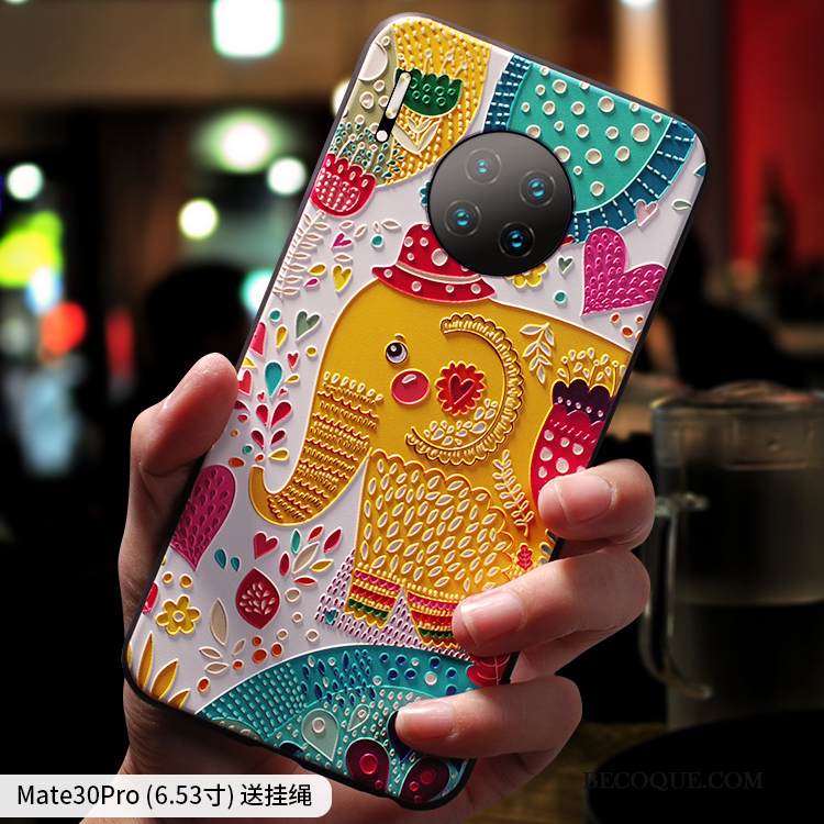 Kuori Huawei Mate 30 Silikoni Ripustettavat Koristeet Ohut, Kotelo Huawei Mate 30 Kohokuviointi Persoonallisuus Ihana
