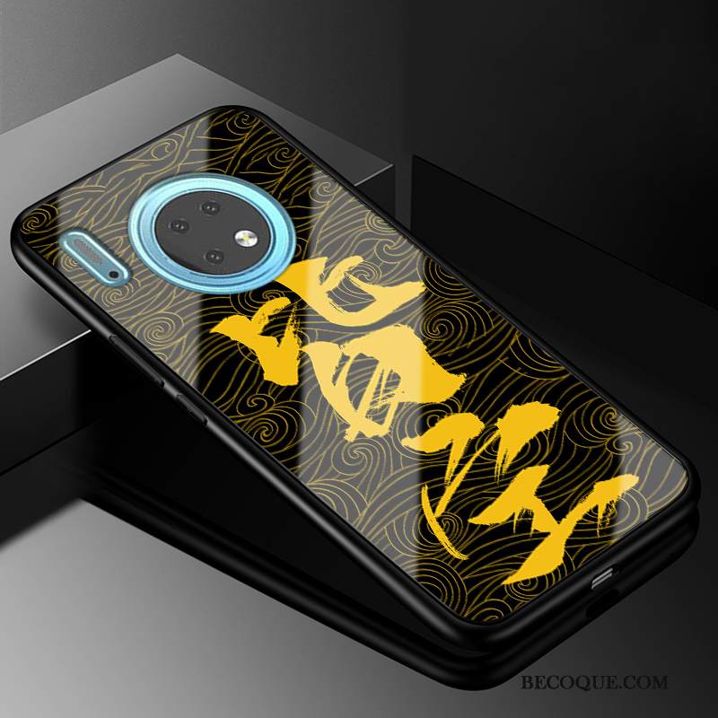 Kuori Huawei Mate 30 Tila Kulta Lasi, Kotelo Huawei Mate 30 Suojaus Kova Murtumaton