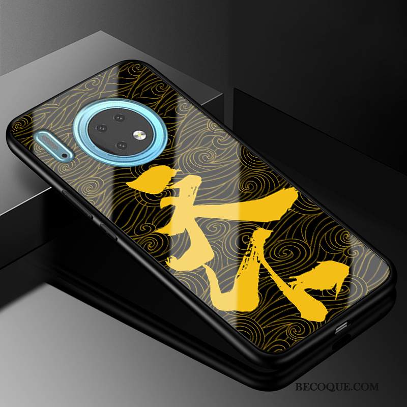 Kuori Huawei Mate 30 Tila Kulta Lasi, Kotelo Huawei Mate 30 Suojaus Kova Murtumaton