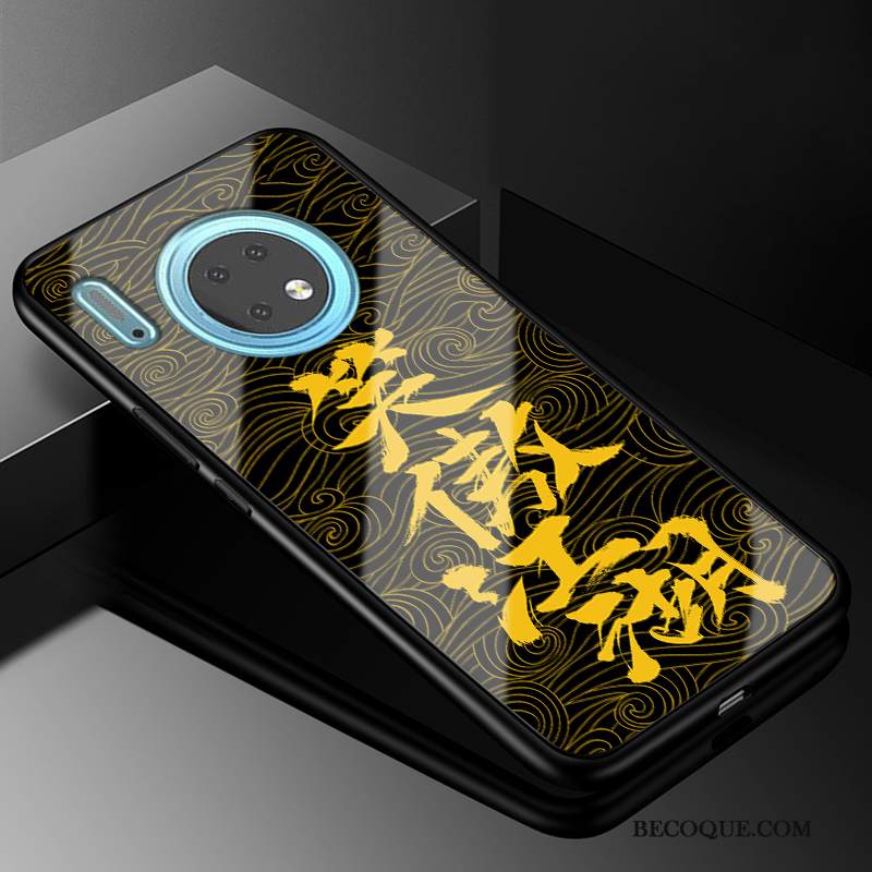 Kuori Huawei Mate 30 Tila Kulta Lasi, Kotelo Huawei Mate 30 Suojaus Kova Murtumaton