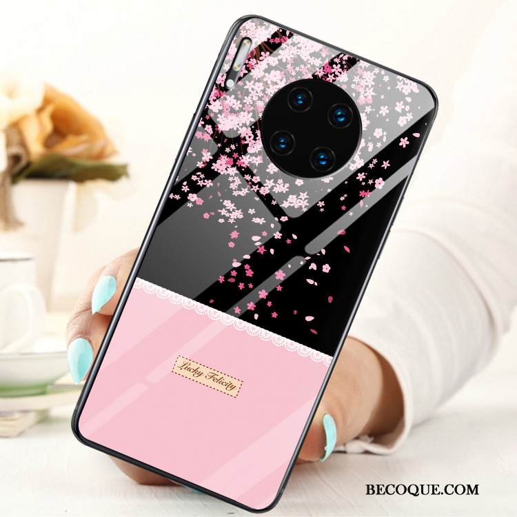 Kuori Huawei Mate 30 Tila Lasi Rengas, Kotelo Huawei Mate 30 Kalvo Karkaisu