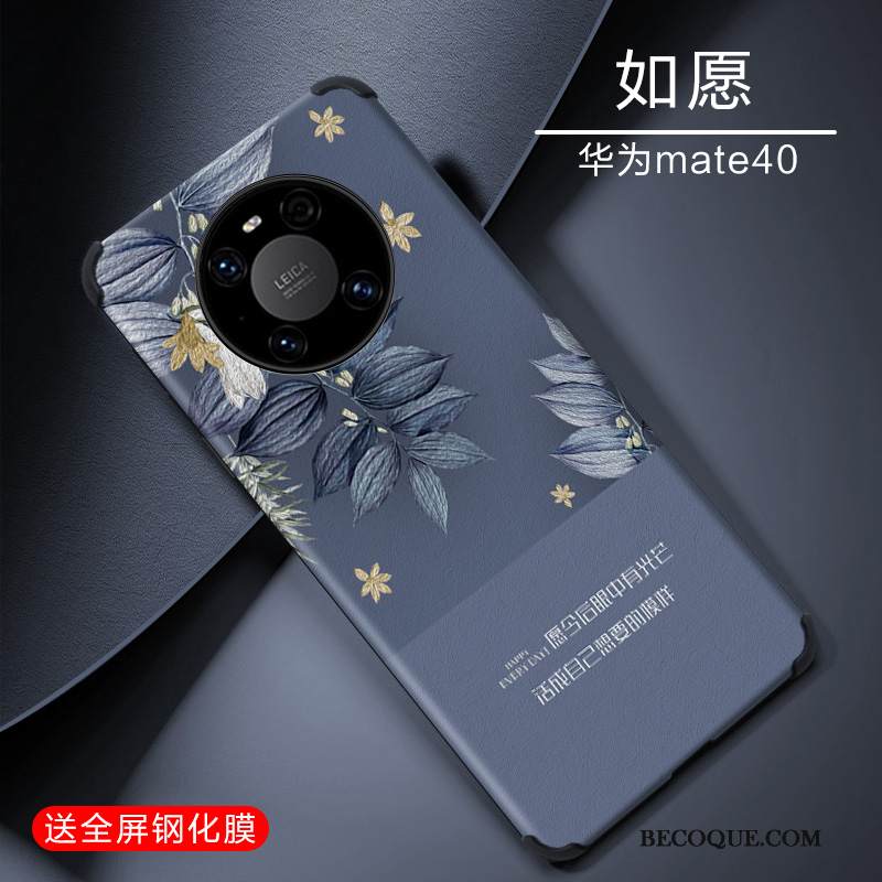 Kuori Huawei Mate 40 Laukut Yksinkertainen Sininen, Kotelo Huawei Mate 40 Silikoni Puhelimen Kuoret Ihana