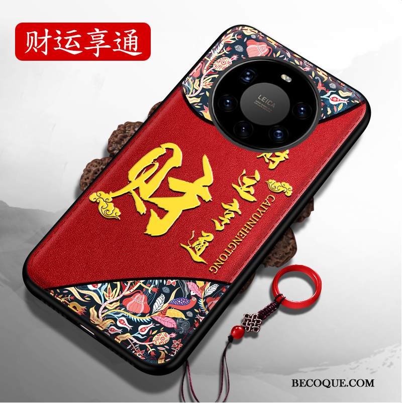 Kuori Huawei Mate 40 Pro+ Kohokuviointi Puhelimen Kuoret Net Red, Kotelo Huawei Mate 40 Pro+ Pehmeä Neste Punainen Murtumaton