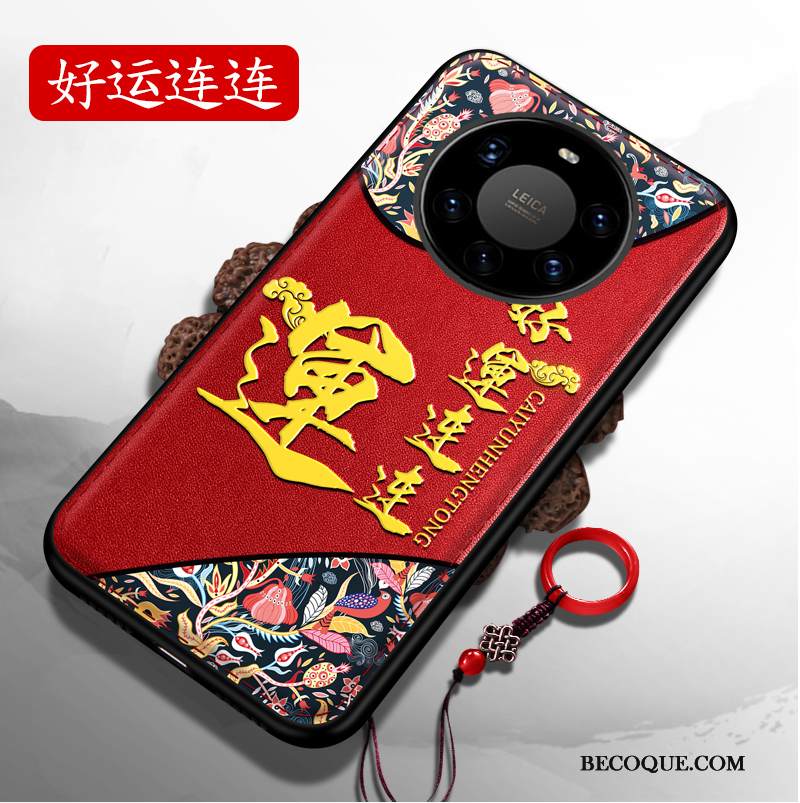 Kuori Huawei Mate 40 Pro+ Kohokuviointi Puhelimen Kuoret Net Red, Kotelo Huawei Mate 40 Pro+ Pehmeä Neste Punainen Murtumaton