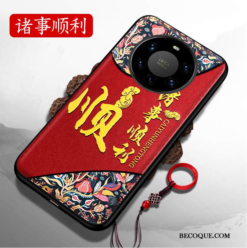 Kuori Huawei Mate 40 Pro+ Kohokuviointi Puhelimen Kuoret Net Red, Kotelo Huawei Mate 40 Pro+ Pehmeä Neste Punainen Murtumaton