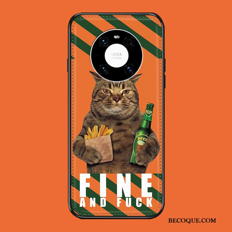 Kuori Huawei Mate 40 Pro Laukut Kukkakuvio Murtumaton, Kotelo Huawei Mate 40 Pro Luova Kissa Oranssi