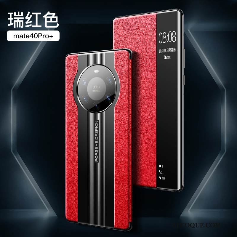 Kuori Huawei Mate 40 Pro+ Nahka Ylellisyys Puhelimen Kuoret, Kotelo Huawei Mate 40 Pro+ Kuoret Tummansininen Murtumaton