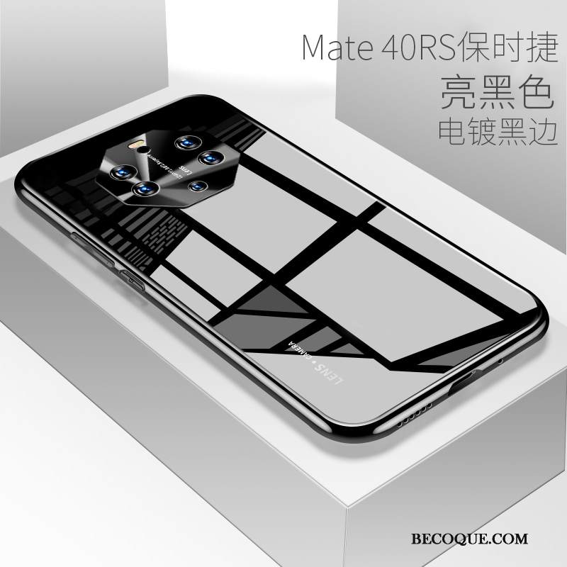 Kuori Huawei Mate 40 Rs Laukut Lasi Musta, Kotelo Huawei Mate 40 Rs Rakastunut Net Red