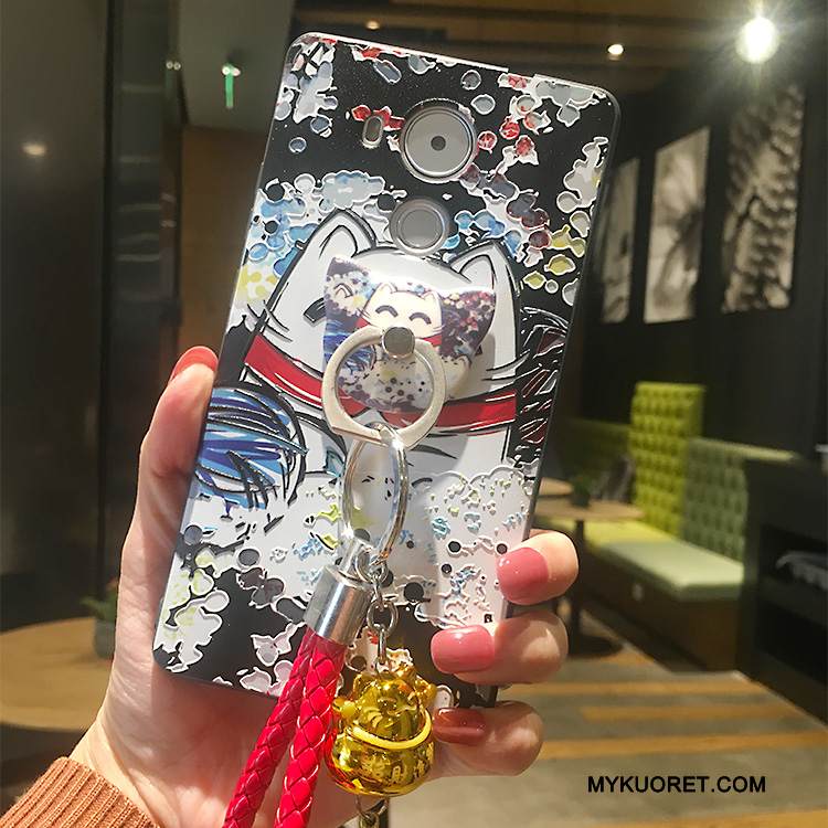 Kuori Huawei Mate 8 Kohokuviointi Musta Kissa, Kotelo Huawei Mate 8 Silikoni Rikkaus Kulta