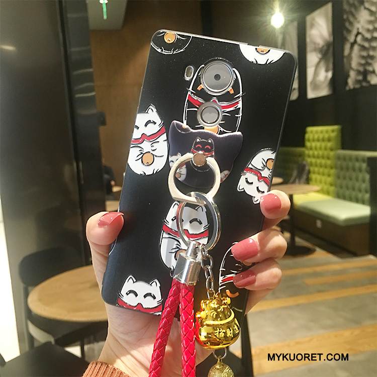 Kuori Huawei Mate 8 Kohokuviointi Musta Kissa, Kotelo Huawei Mate 8 Silikoni Rikkaus Kulta