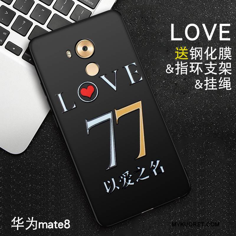 Kuori Huawei Mate 8 Pehmeä Neste Murtumaton Musta, Kotelo Huawei Mate 8 Kohokuviointi Puhelimen Kuoret Pesty Suede