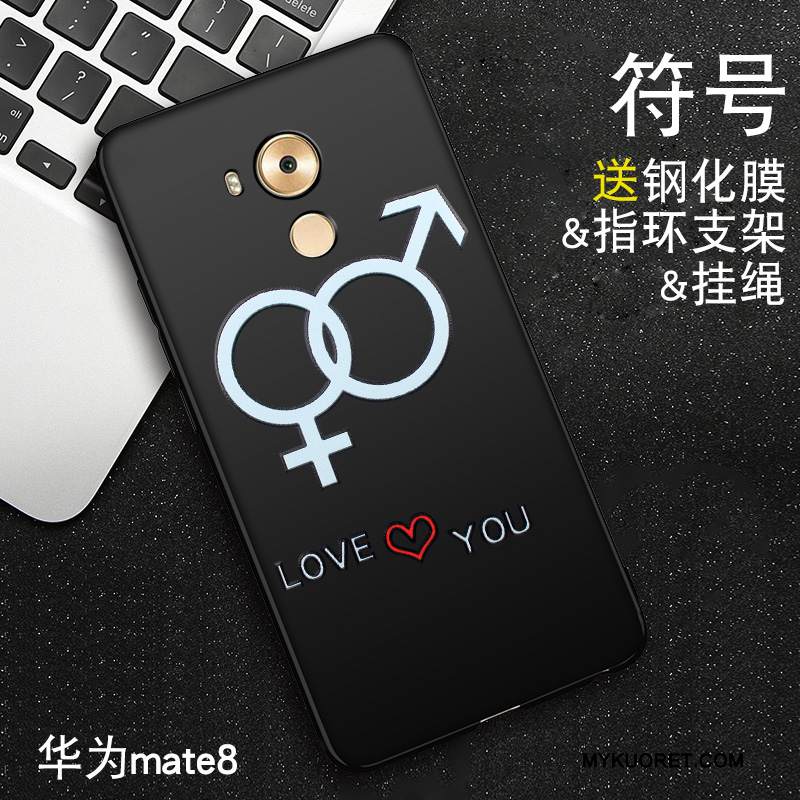 Kuori Huawei Mate 8 Pehmeä Neste Murtumaton Musta, Kotelo Huawei Mate 8 Kohokuviointi Puhelimen Kuoret Pesty Suede