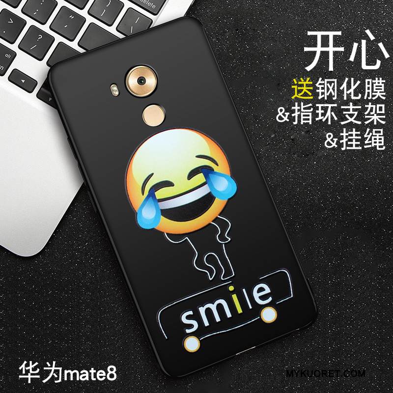Kuori Huawei Mate 8 Pehmeä Neste Murtumaton Musta, Kotelo Huawei Mate 8 Kohokuviointi Puhelimen Kuoret Pesty Suede