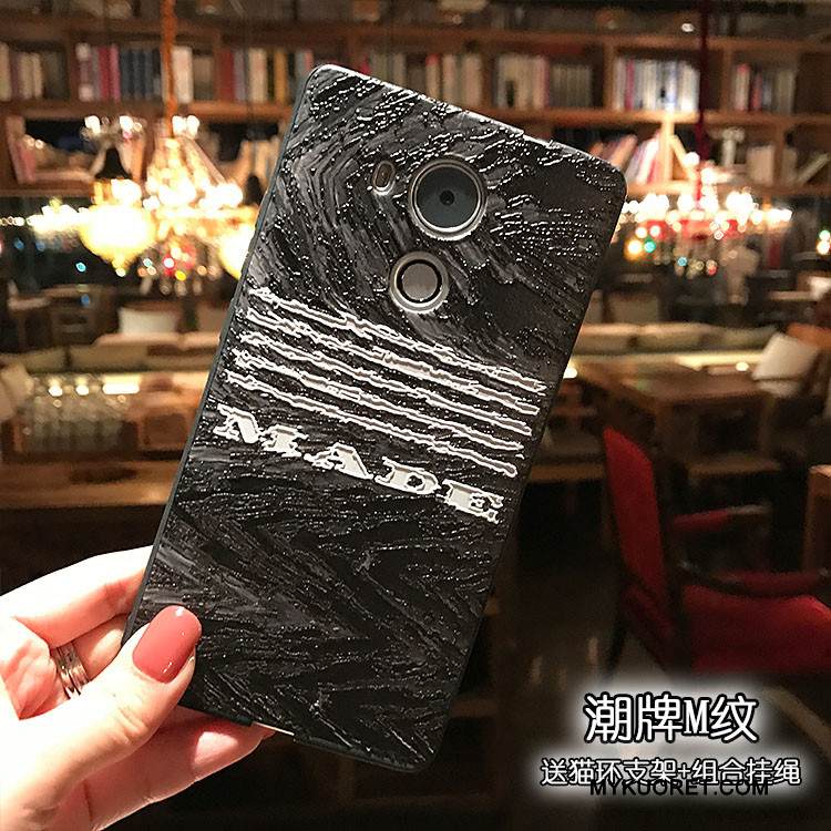 Kuori Huawei Mate 8 Pehmeä Neste Musta Pesty Suede, Kotelo Huawei Mate 8 Kohokuviointi Puhelimen Kuoret