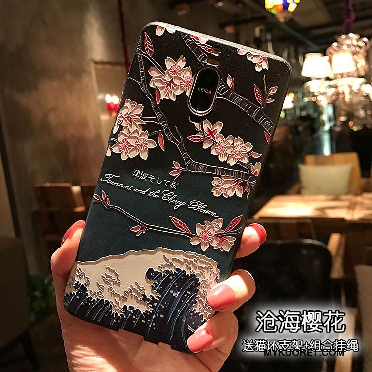 Kuori Huawei Mate 8 Pehmeä Neste Musta Rengas, Kotelo Huawei Mate 8 Kohokuviointi Puhelimen Kuoret Pesty Suede