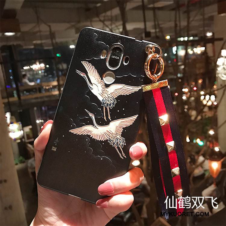 Kuori Huawei Mate 8 Pehmeä Neste Pesty Suede Musta, Kotelo Huawei Mate 8 Kohokuviointi Puhelimen Kuoret Niitti