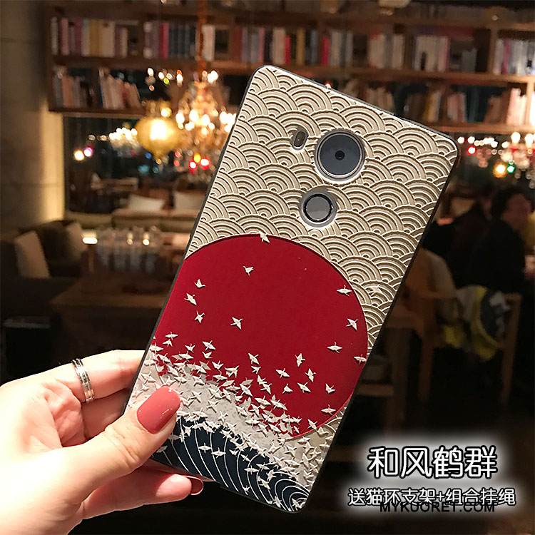 Kuori Huawei Mate 8 Pehmeä Neste Tuuli Nosturi, Kotelo Huawei Mate 8 Kohokuviointi Pesty Suede Puhelimen Kuoret