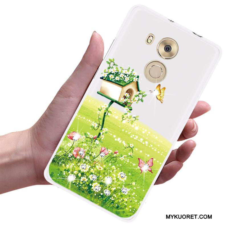 Kuori Huawei Mate 8 Pehmeä Neste Valkoinen Puhelimen Kuoret, Kotelo Huawei Mate 8 Strassi Murtumaton Trendi