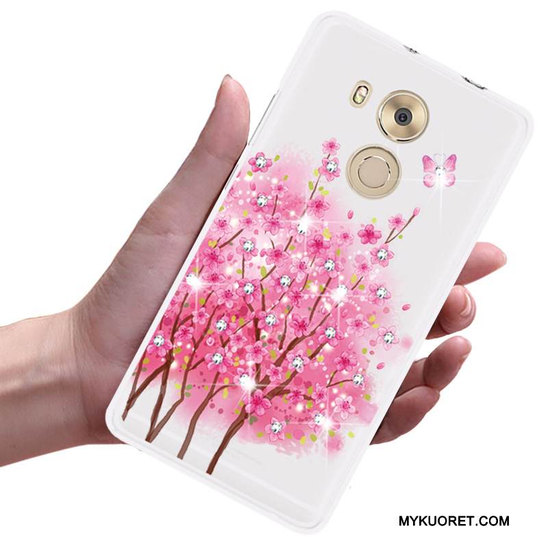 Kuori Huawei Mate 8 Pehmeä Neste Valkoinen Puhelimen Kuoret, Kotelo Huawei Mate 8 Strassi Murtumaton Trendi