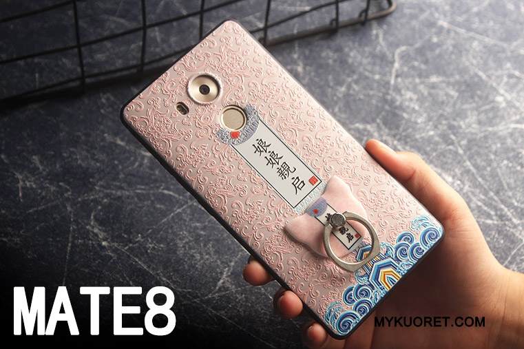 Kuori Huawei Mate 8 Suojaus Rengas Persoonallisuus, Kotelo Huawei Mate 8 Kohokuviointi Murtumaton Keltainen