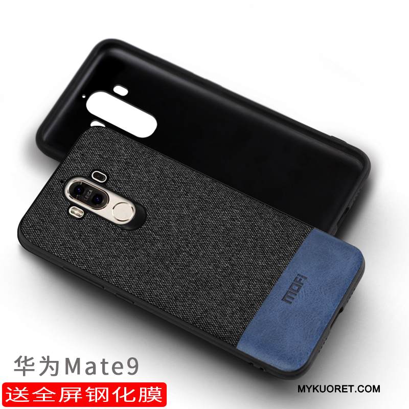 Kuori Huawei Mate 9 Laukut Puhelimen Kuoret Pesty Suede, Kotelo Huawei Mate 9 Suojaus Syvä Väri Harmaa