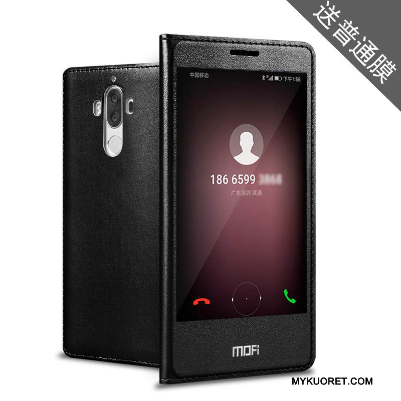 Kuori Huawei Mate 9 Nahka Puhelimen Kuoret Jauhe, Kotelo Huawei Mate 9 Avaa Ikkuna Trendi