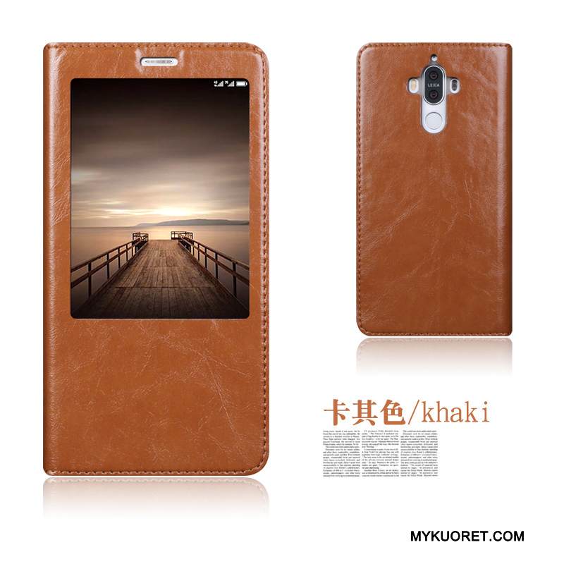 Kuori Huawei Mate 9 Nahka Puhelimen Kuoret Murtumaton, Kotelo Huawei Mate 9 Suojaus Tummansininen