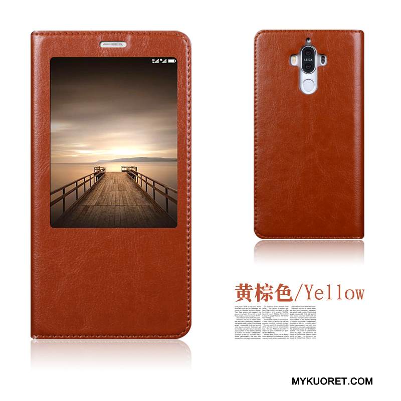 Kuori Huawei Mate 9 Nahka Puhelimen Kuoret Murtumaton, Kotelo Huawei Mate 9 Suojaus Tummansininen